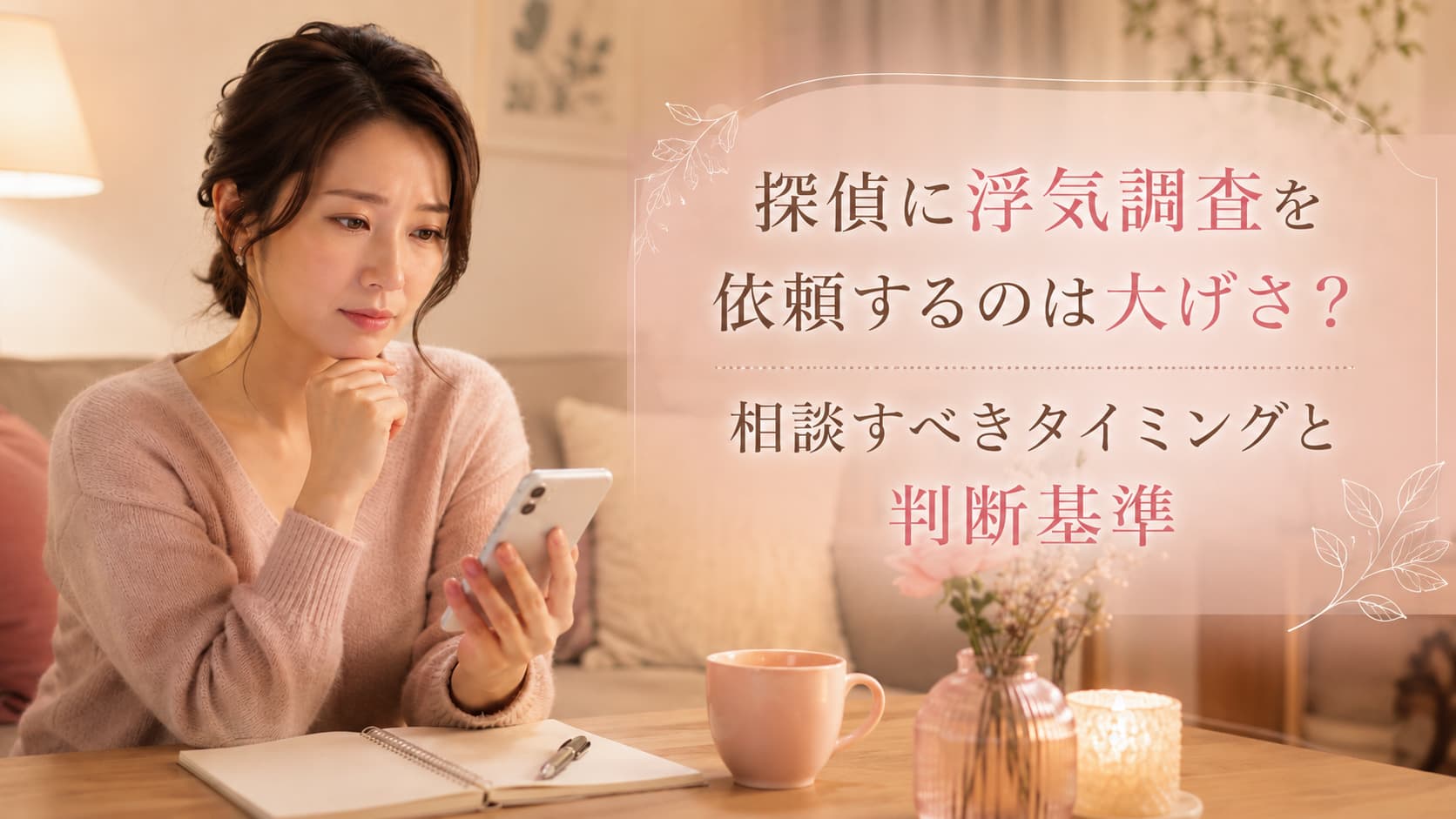 探偵に浮気調査を依頼するのは大げさか悩む女性のアイキャッチ画像